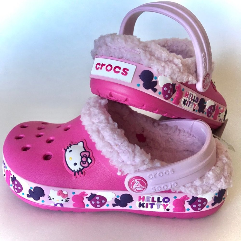 NEW! Crocs x Hello Kitty - GIRLS Bayaband Lined Clogs - Ladybug Charm Band